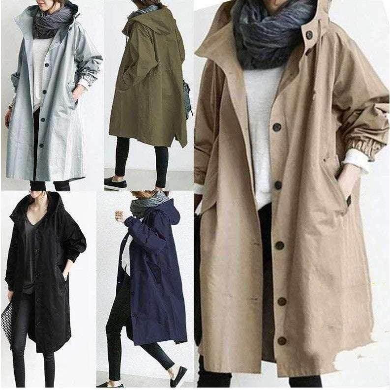 Casual Women's Windbreaker – Mid-Length Long Sleeve Jacket - ZA-Zola