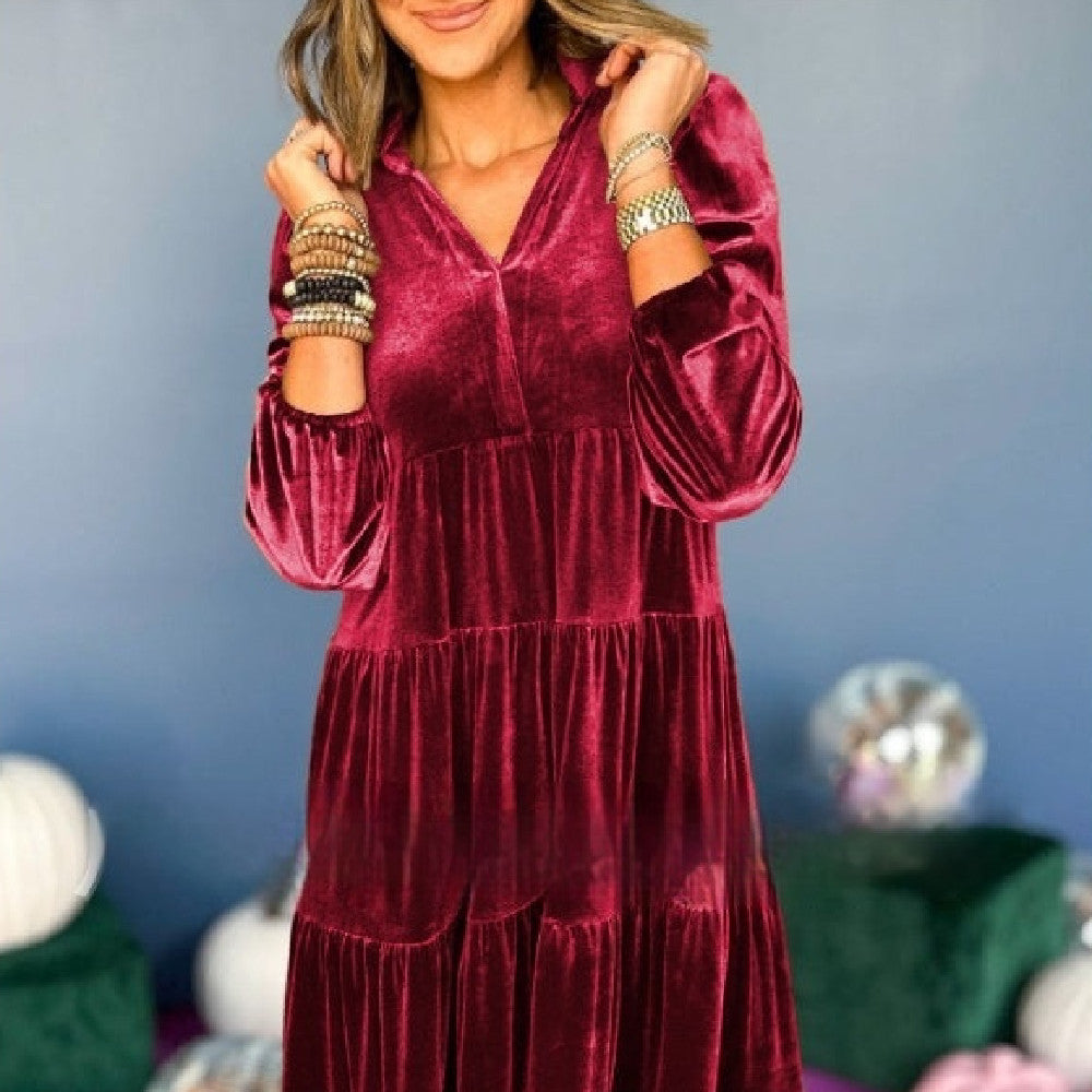 Loose Winter Dress | Women’s Velvet Commuting Dress XS–3XL