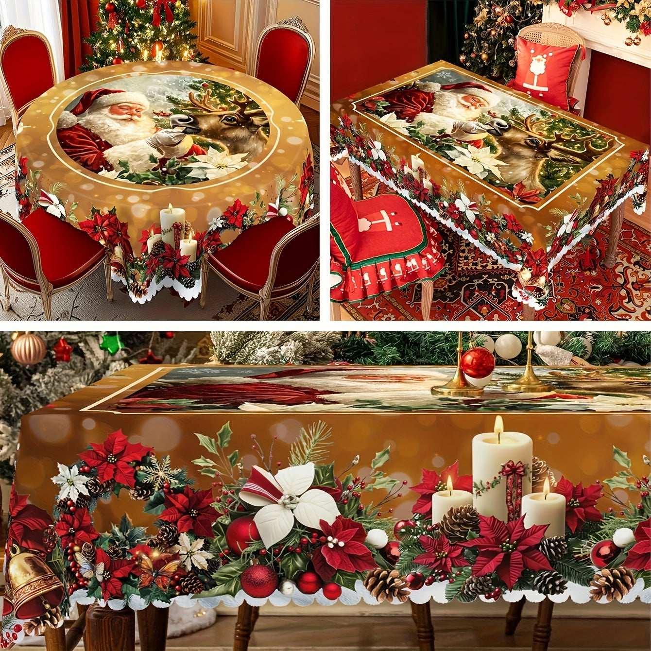 Christmas Tablecloth Santa Claus Round & Rectangular - ZA-Zola