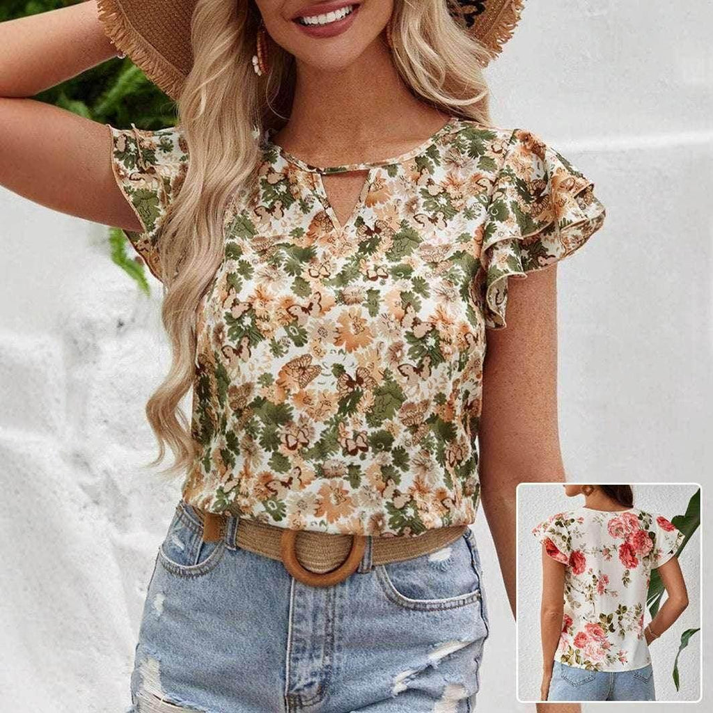 Floral Ruffle Sleeveless Summer Top for Women - ZA-Zola