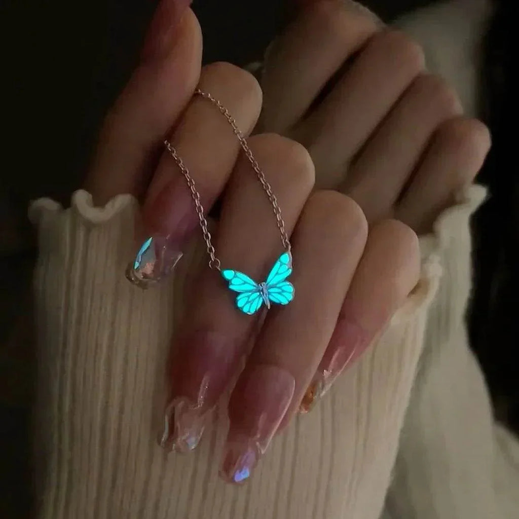Glow-in-Dark Butterfly Necklace Bracelet Set - ZA-Zola