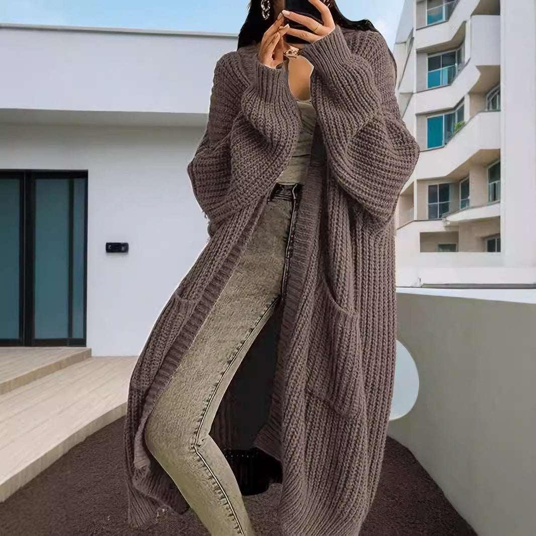 Women Knitted Cardigan | Long Loose Winter Sweater - ZA-Zola