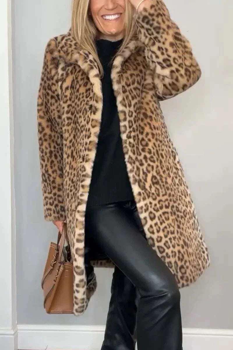 Leopard Print Plush Coat Mid-Length Winter Style - ZA-Zola