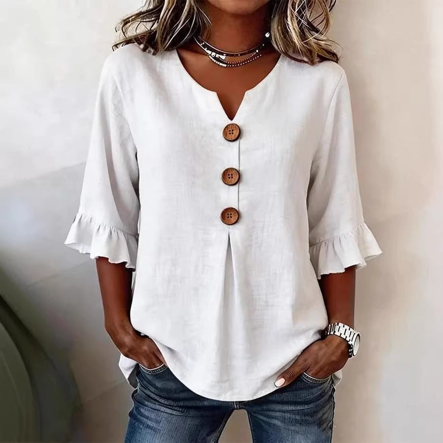 Ruffled V-Neck Summer Top | Women’s Casual Wear