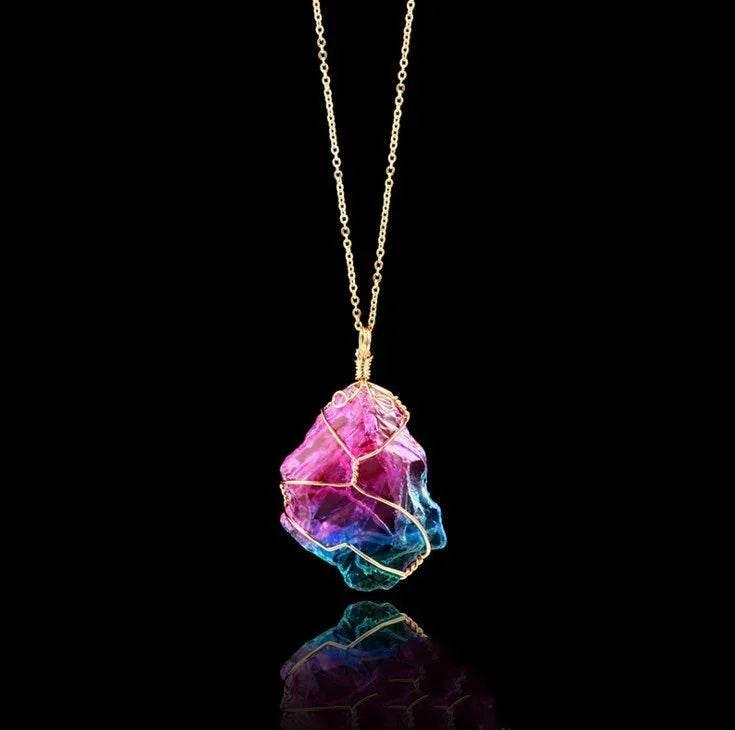 Seven-Color Natural Stone Crystal Pendant - ZA-Zola