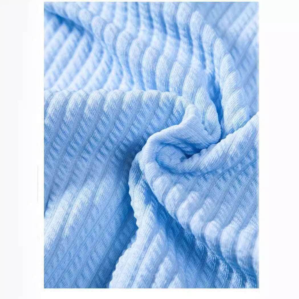 Soft blue ribbed fabric texture, ZA-Zola trendy apparel textile close-up