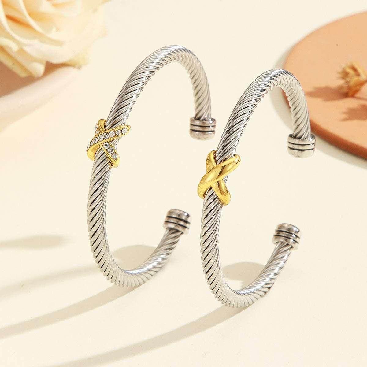 Unisex 8-Character Cross Steel Wire Bracelet - ZA-Zola
