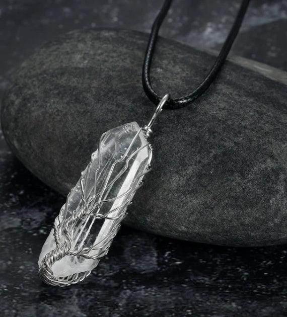 Raw White Crystal Pendant Necklace – Natural Energy - ZA-Zola