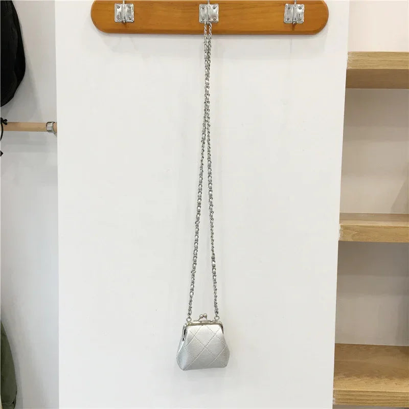 Mini Crossbody Earphone Bag with Rhombus Chain Design - ZA-Zola
