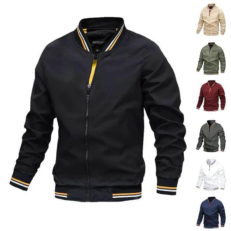 Men's Striped Zip-Up Jacket - Casual Sports Outerwear - ZA-Zola