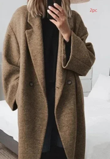 Women Woolen Trench Coat Long Thick Winter - ZA-Zola