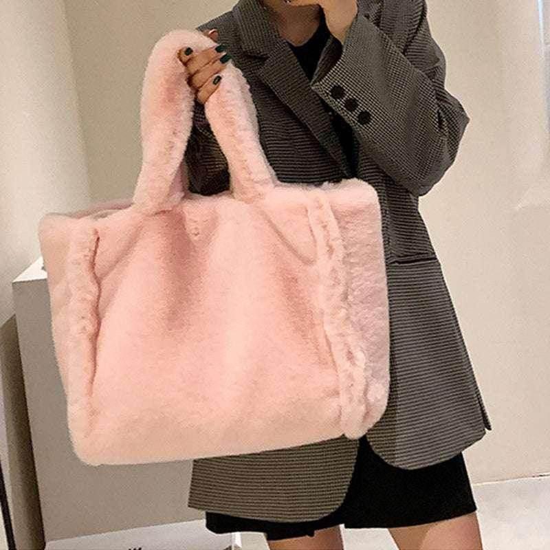 Winter Chain Plush Handbag | Trendy Tote Bag for Women - ZA-Zola