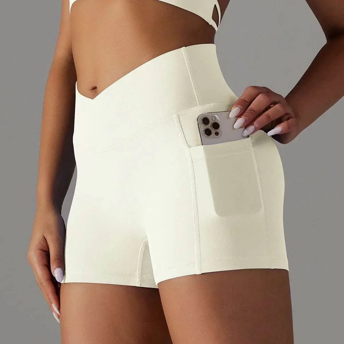 Yoga Shorts with Phone Pocket – Women's Sportswear - ZA-Zola