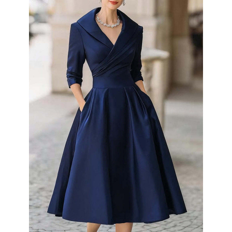 Elegant High Waist Long Sleeve Formal Maxi Dress for Women