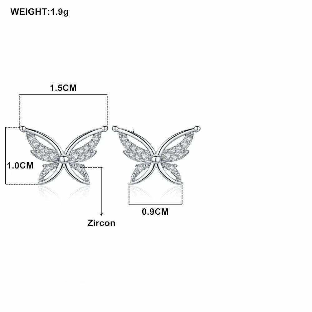 Full Rhinestone Butterfly Stud Earrings – Black - ZA-Zola