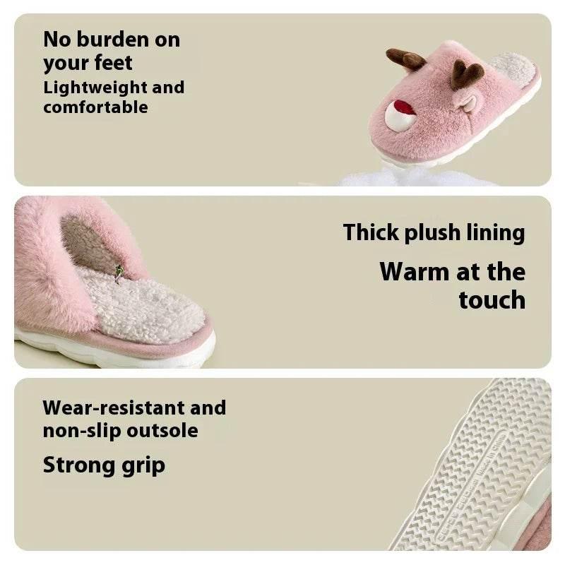 Cartoon Cotton Winter Slippers – Plush & Warm - ZA-Zola