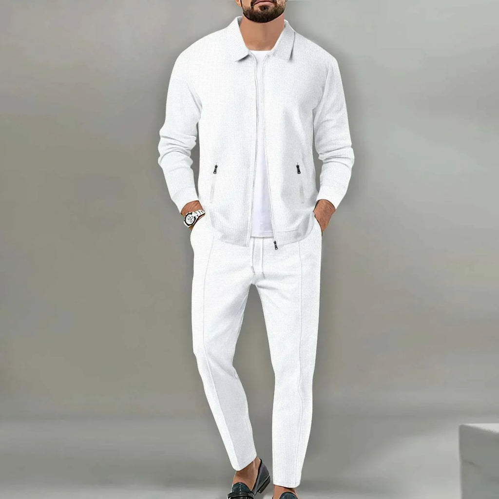 Men’s Slim Fit Jacket Set – Zipper Pocket Lapel Suit - ZA-Zola