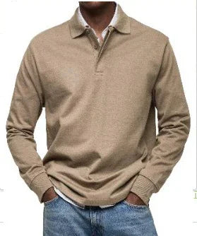 Men’s Casual All-Matching Long Sleeve Button Shirt – Solid Cotton Blend Regular Fit
