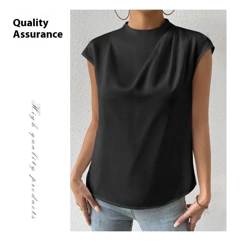 Satin Sleeveless Summer Top – Chic Loose Fit Blouse - ZA-Zola