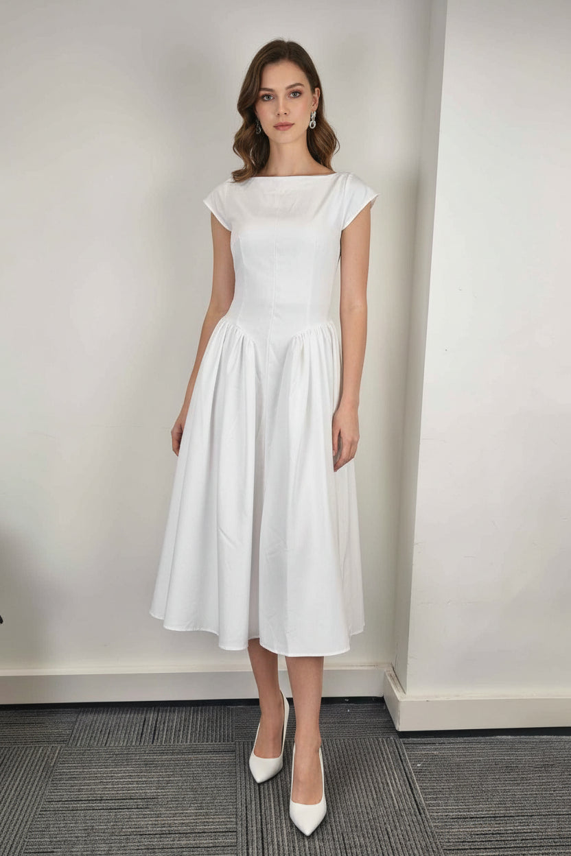 Crew Neck Sleeveless Backless Midi Dress Women's Fashion
