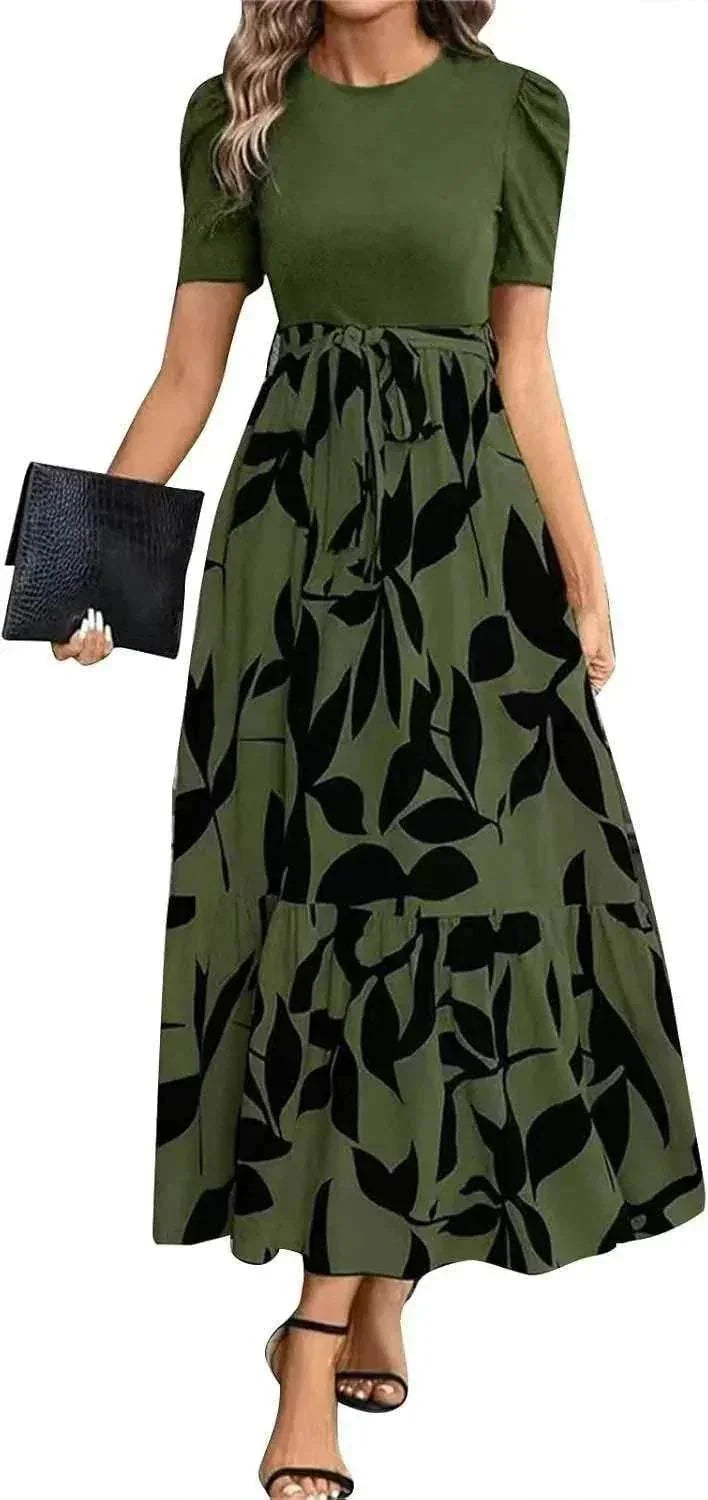 Elegant Floral A-Line Vacation Dress - ZA-Zola