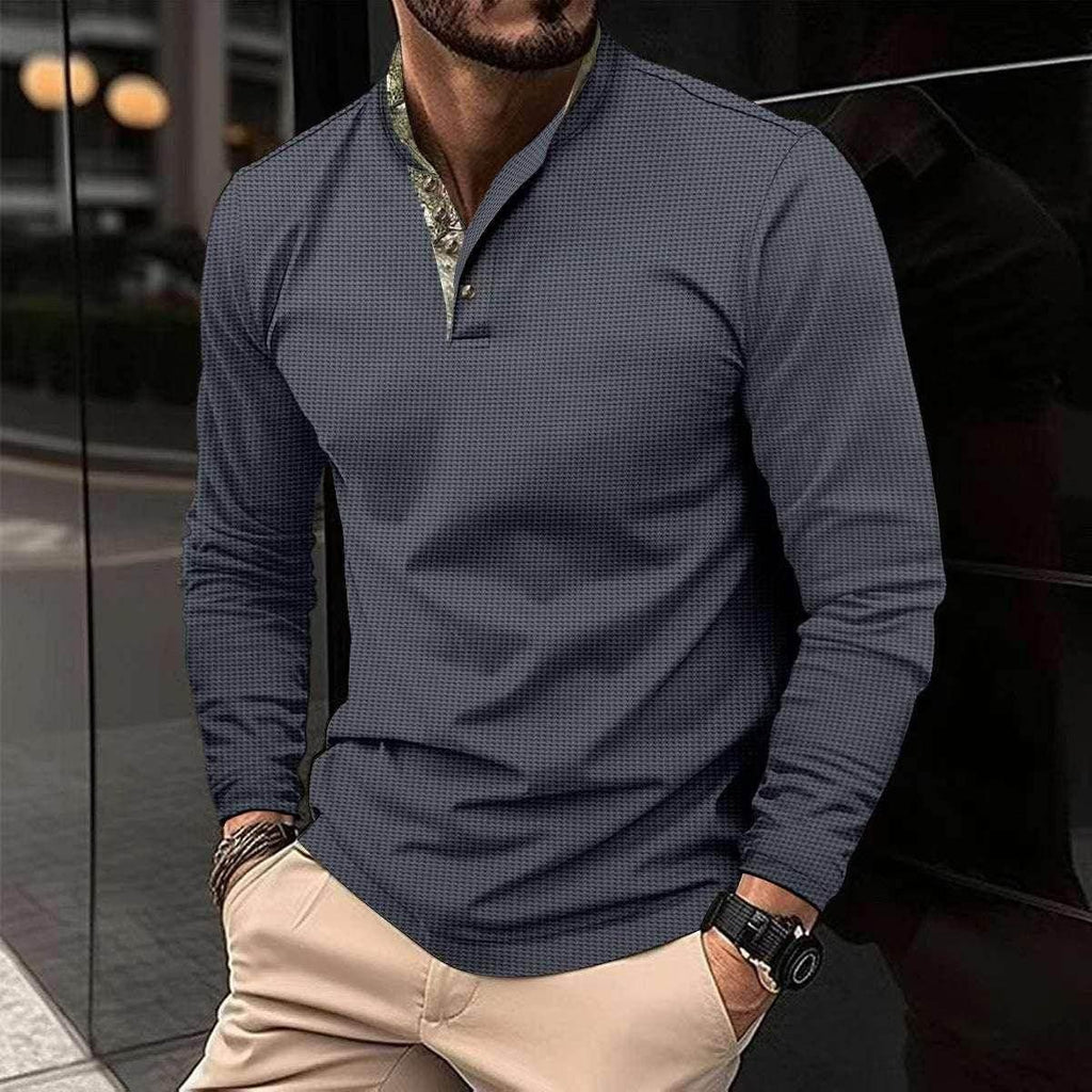 Men's Double Layer Lapel Polo Shirt - Fashion Waffle - ZA-Zola
