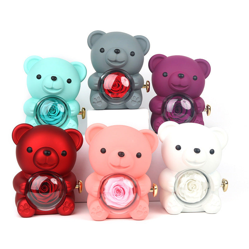 Rotating Bear Gift Box Rose Jewelry Box – ZA-Zola