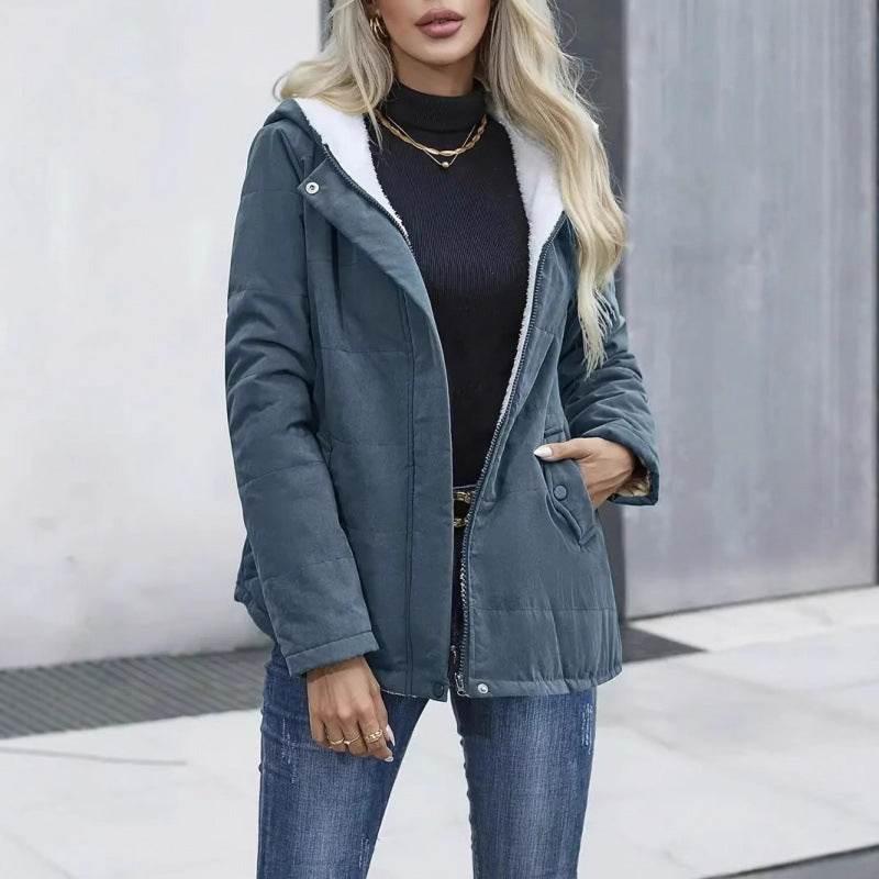 Fleece-lined Hooded Coat – Warm Preppy Winter Cotton Jacket Women - ZA-Zola