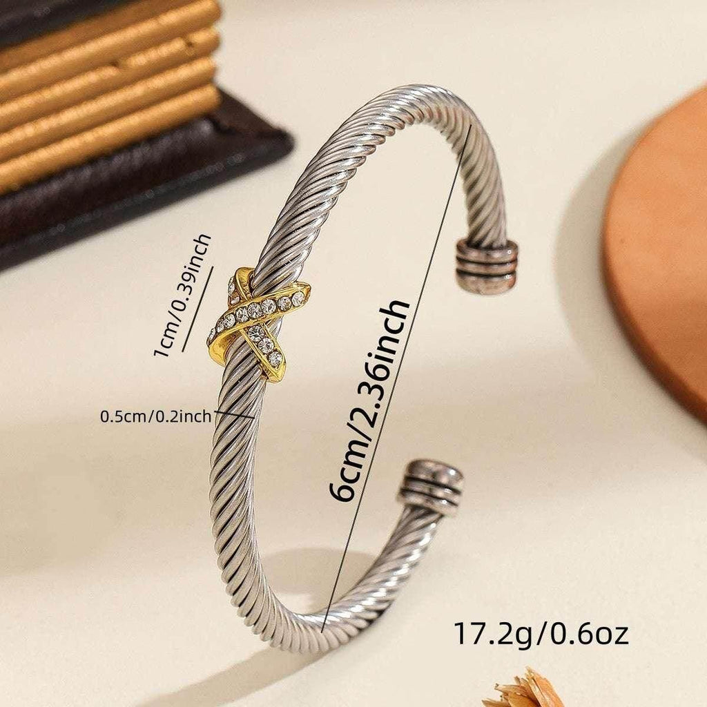 Unisex 8-Character Cross Steel Wire Bracelet - ZA-Zola