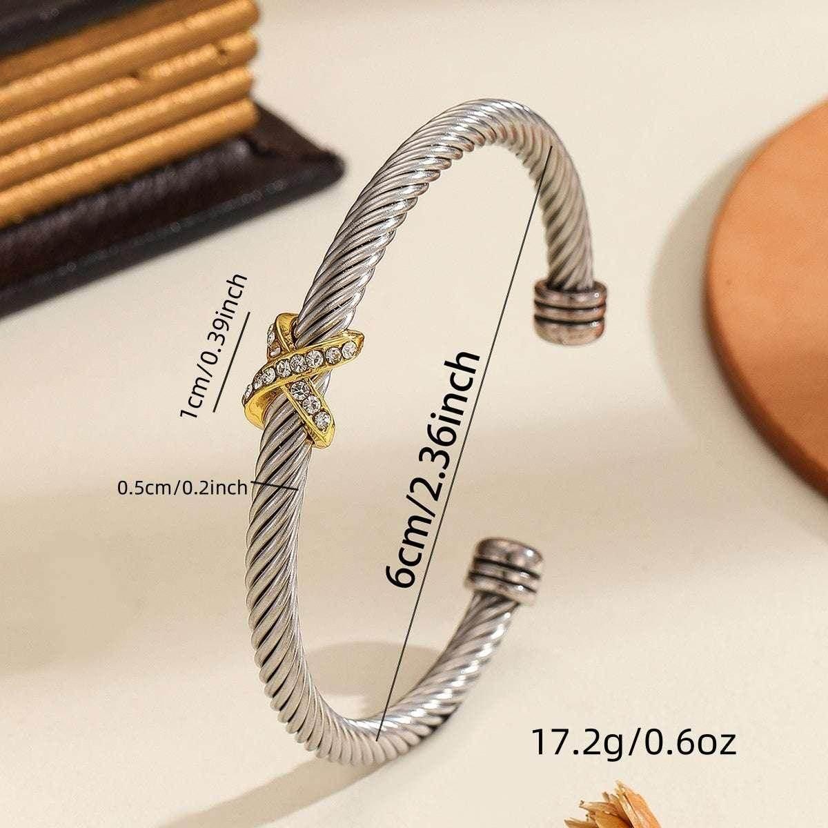 Unisex 8-Character Cross Steel Wire Bracelet - ZA-Zola