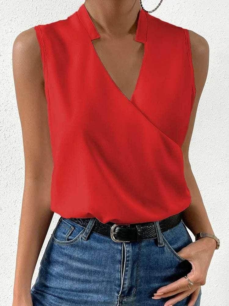 Chic V-Neck Sleeveless Casual Top for Women - ZA-Zola