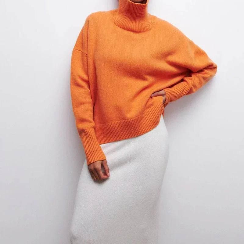 Long Sleeve Solid Color Pullover Sweater Women - ZA-Zola