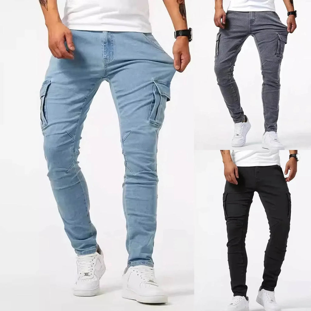 Men’s Casual Cargo Pants Stretch Denim | ZA-Zola Streetwear UK - ZA-Zola