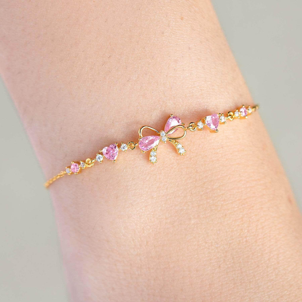 Heart & Bow Zircon Bracelet – Sweet Gift for Her - ZA-Zola