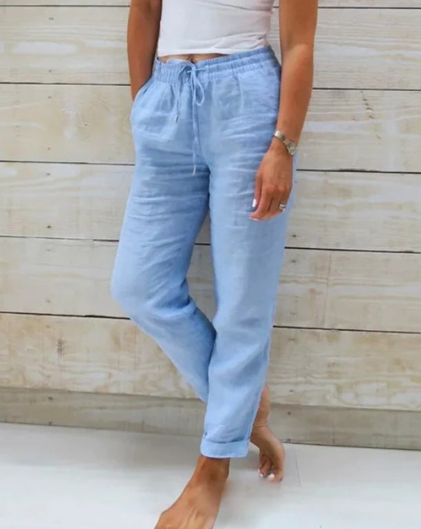 Women's Casual Cotton Hemp Pants Outfit Ideas