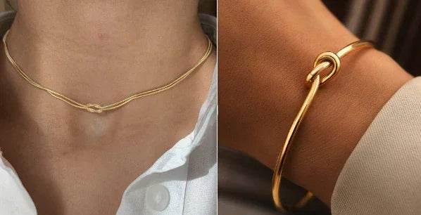Stainless Steel Knot Necklace & Bracelet – Valentine's Gift - ZA-Zola