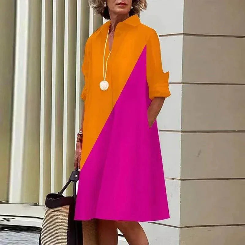 Printed Mid-Length Dress – Casual & Colorful Style - ZA-Zola