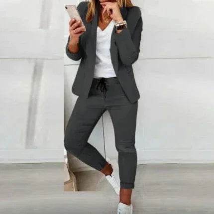 Lapel Collar Office Trousers Suit for Women - ZA-Zola