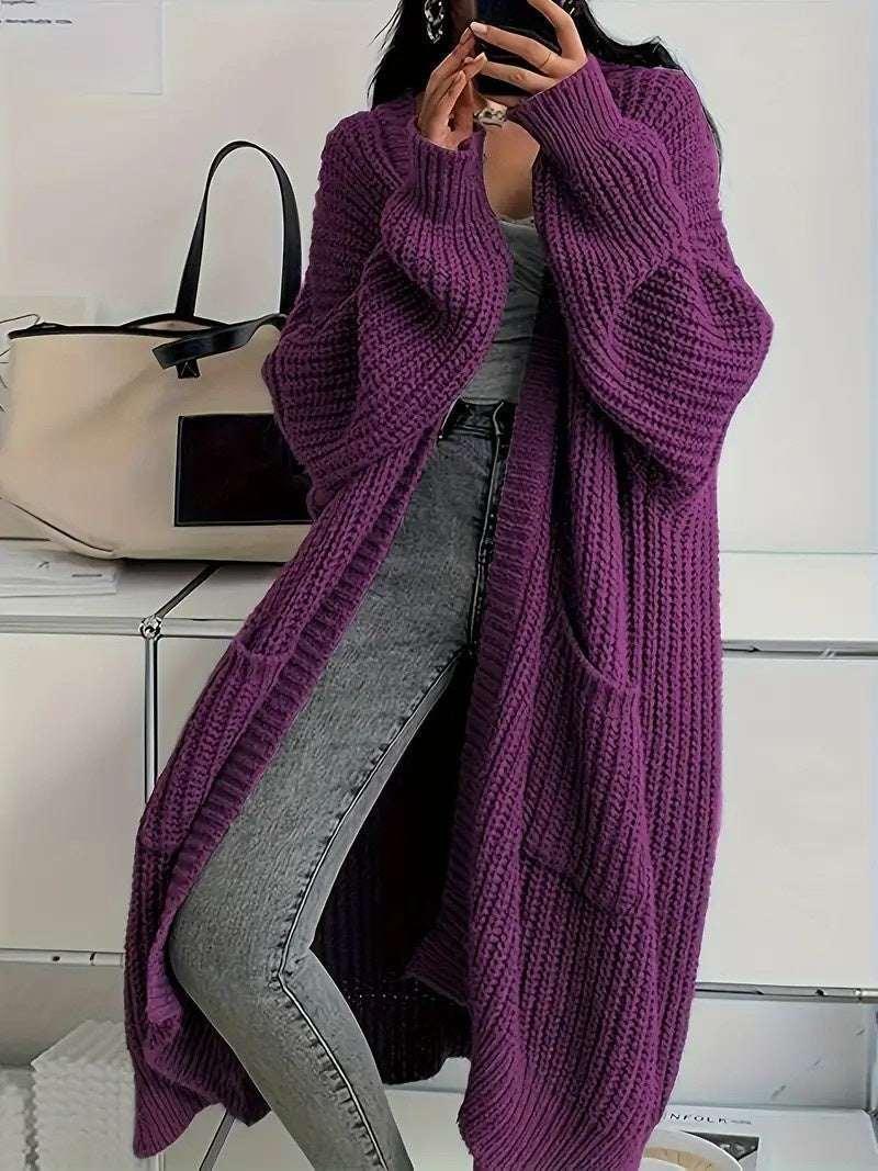 Women Knitted Cardigan | Long Loose Winter Sweater - ZA-Zola