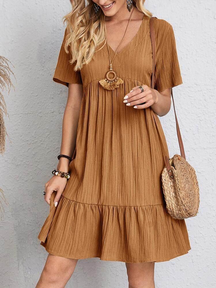 Ruffled V-Neck Summer Dress for Women - ZA-Zola