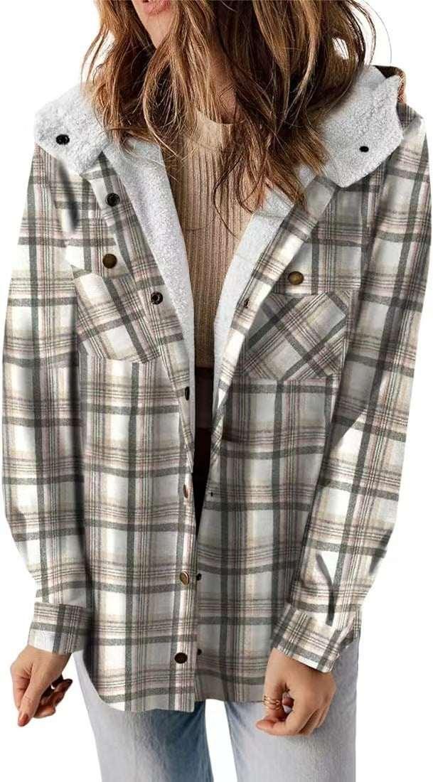 Plaid Hooded Woolen Coat | Thick Fleece Warm Jacket - ZA-Zola