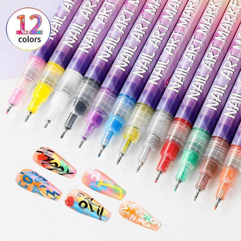 Nail Art Graffiti Pen – 12 Colors Acrylic Paint - ZA-Zola