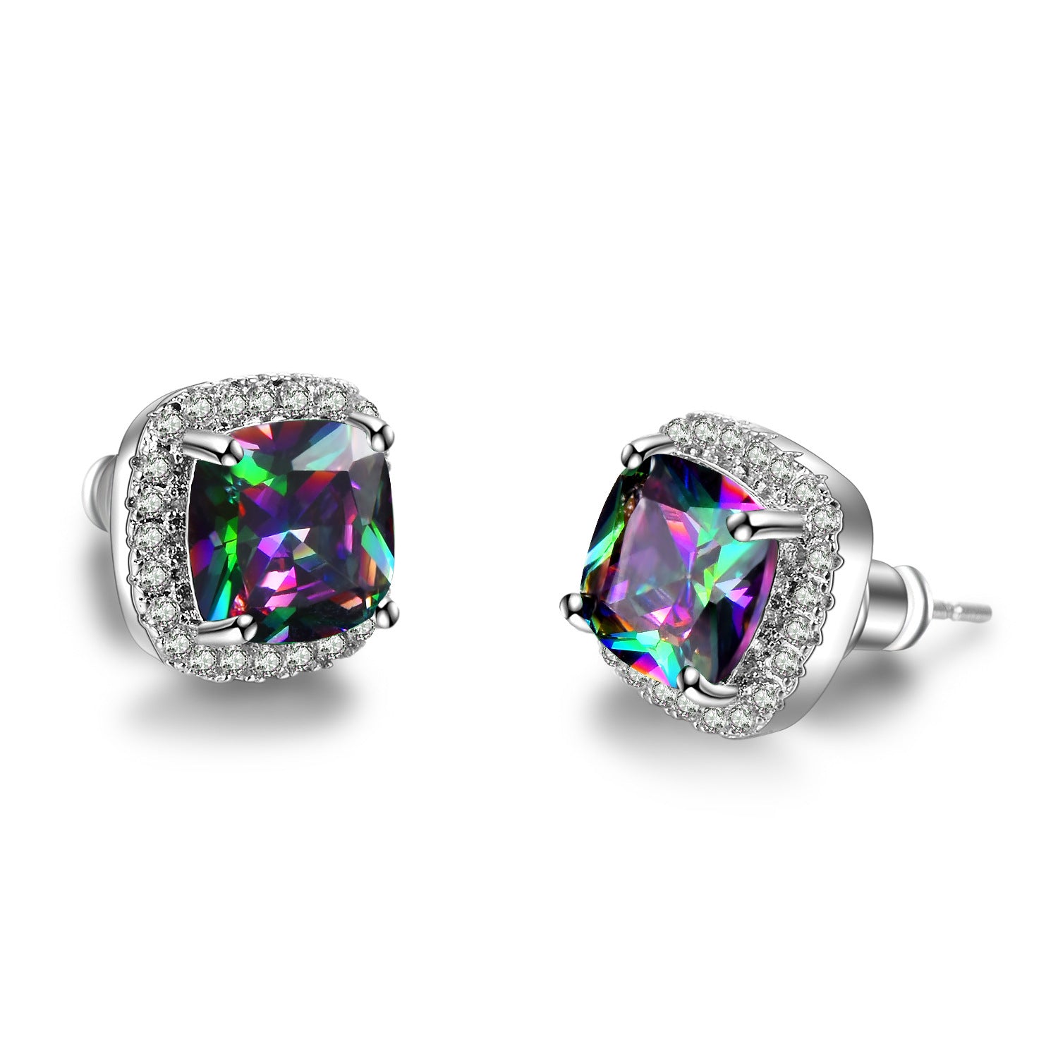 Minimalist Emerald Zircon Studs | Multi-Color Unisex