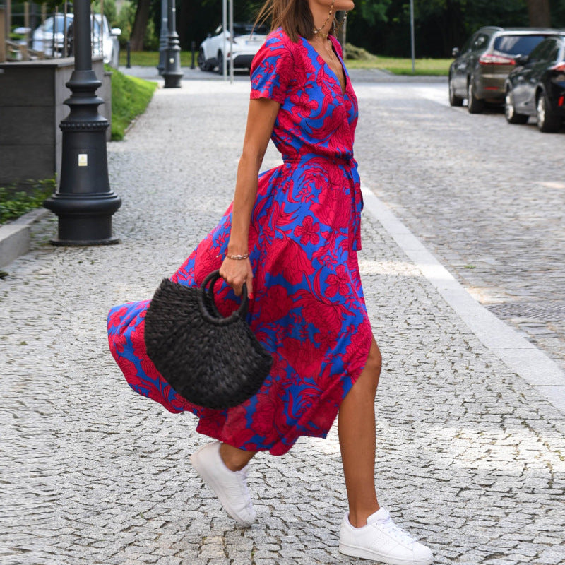 Women’s Printed Beach Dress Summer A-Line Casual Vacation Dress Elegant Lightweight Holiday Outfit