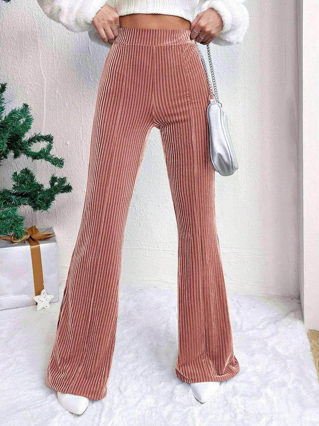 High Waist Corduroy Bell-Bottom Pants - ZA-Zola