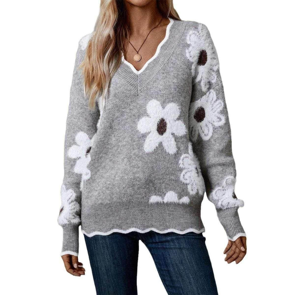 Lace Collar Brocade Cashmere Sweater Women - ZA-Zola