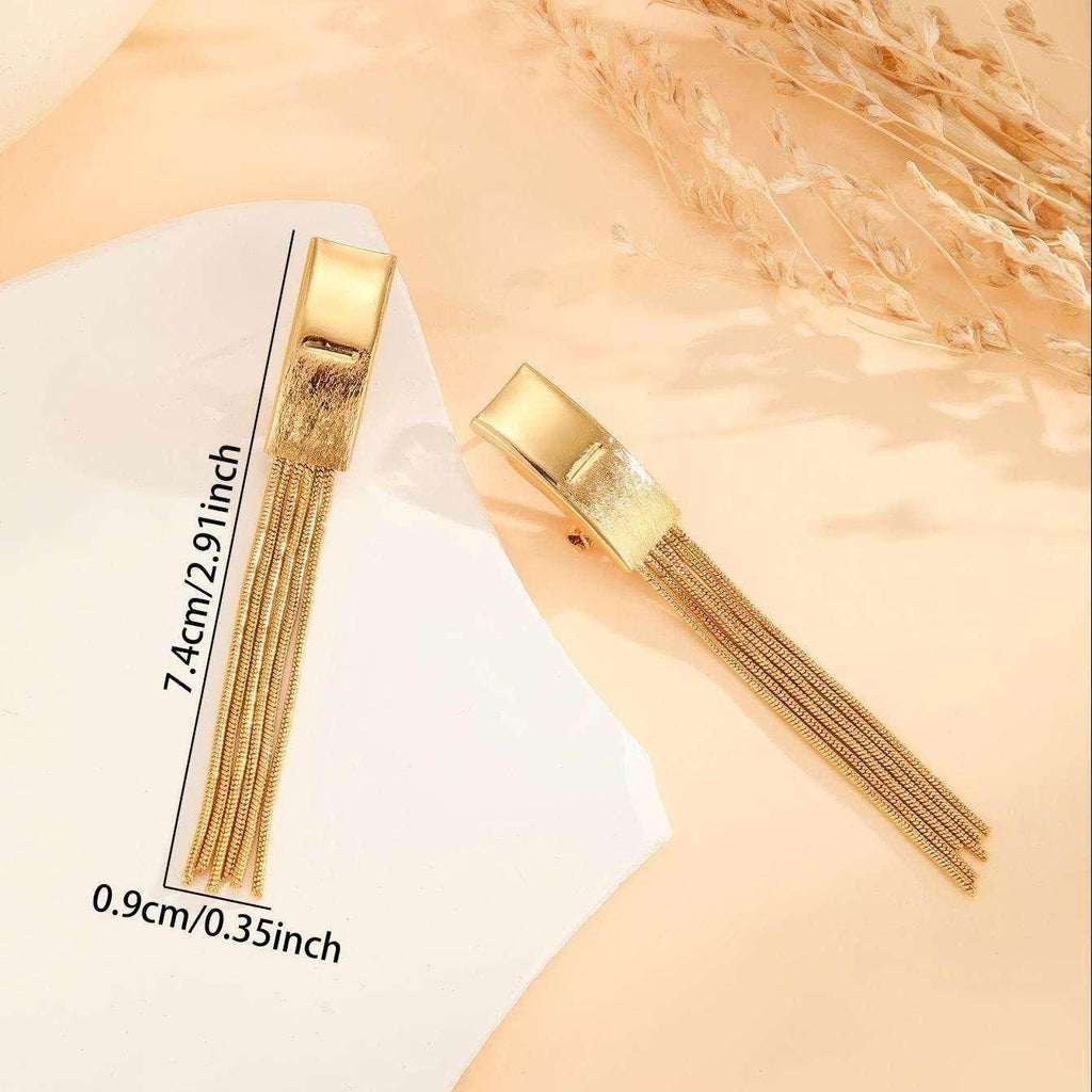 Gold Tassel Chain Earrings – Elegant Party Wear - ZA-Zola
