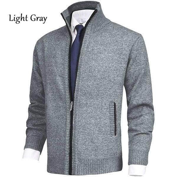 Men's Solid Color Stand Collar Cardigan Sweater Coat - ZA-Zola