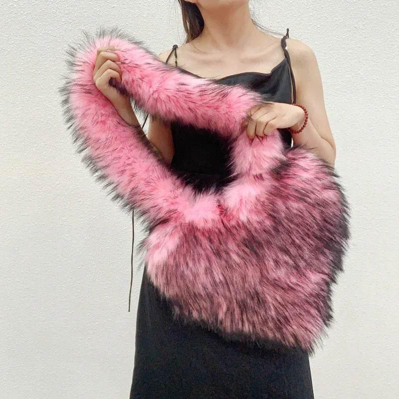 Winter Fleece Heart Shape Bag | Plush Crossbody Handbag - ZA-Zola