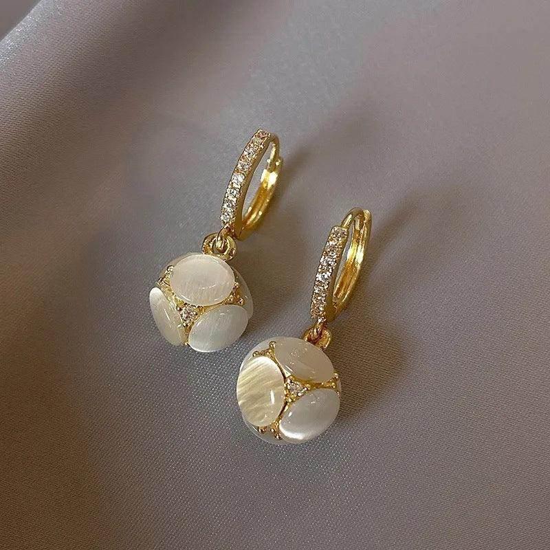 Gold Opal Earrings - Delicate Women's Fashion Jewelry - ZA-Zola